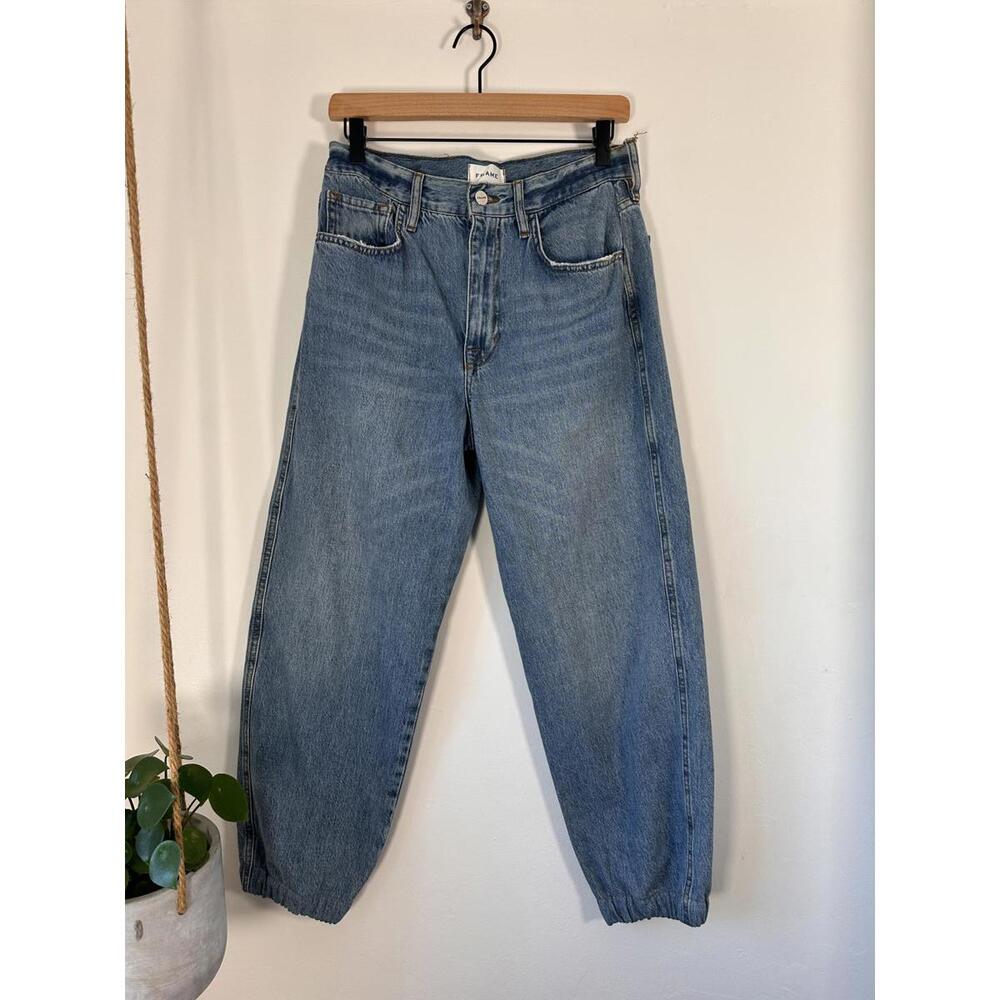 FRAME The Lounge high-rise barrel-leg jeans Bubble Size 27 Ballon Flaw - Picture 2 of 11